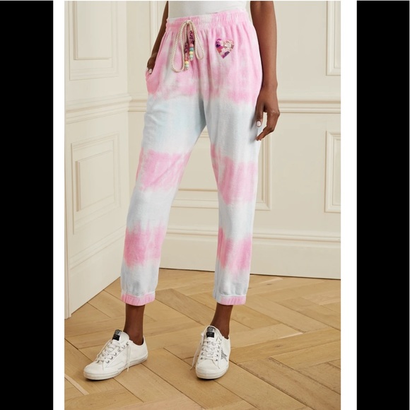 New LOVESHACKFANCY Santinella Pant Sweatpants in Cherry Fizz - Picture 2 of 5